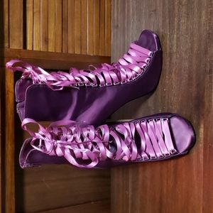 Purple Lace Up Steve Madden High Heel Boots
